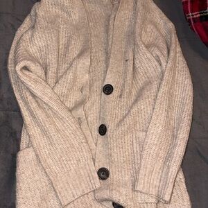American Eagle Outfitters Men's Beige Cardigan Sweater